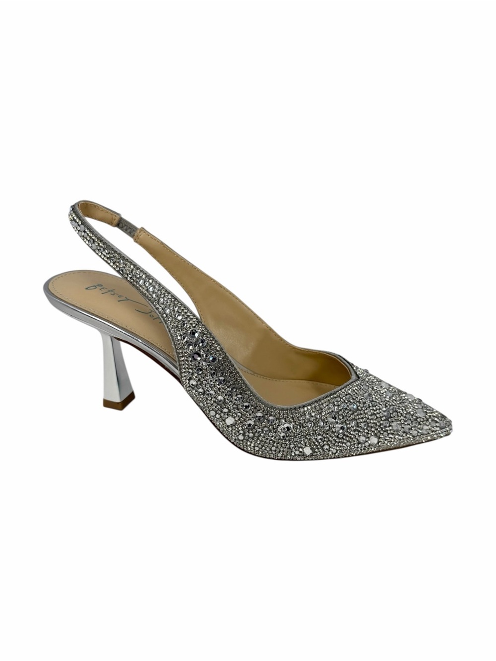 Betsey Johnson Clark Rhinestone Slingback Pumps Pointed Toe Silver Size 6.5M